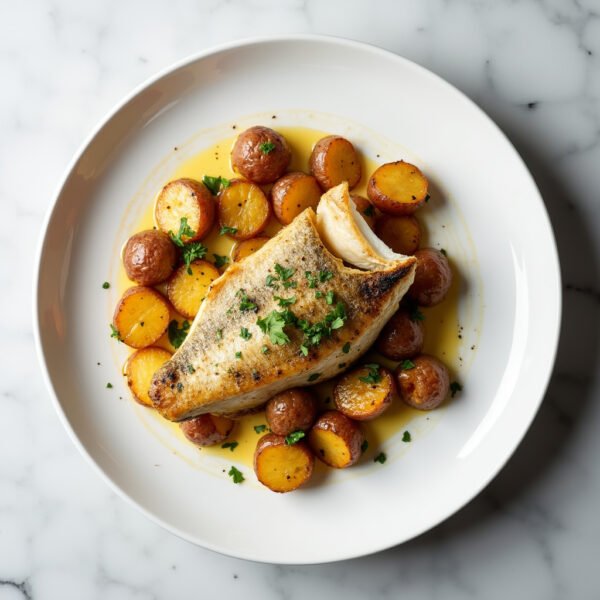 Baked Sea Bass with Rustic Potatoes